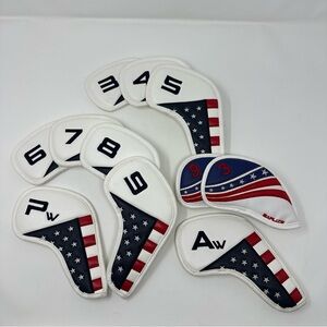 Golf Iron Head Covers Set USA Flag Wedge Club Cover for Iron Headcover Stars
